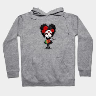 Sugar Skull Girl Playing Portuguese Flag Guitar Hoodie